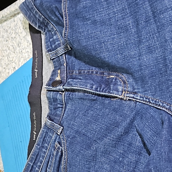 LEE SINFULLY SOFT WOMENS JEANS,STRETCH, ELASTIC WAIST, SZ.10 PETITE, NAVY COLOR - Picture 3 of 6